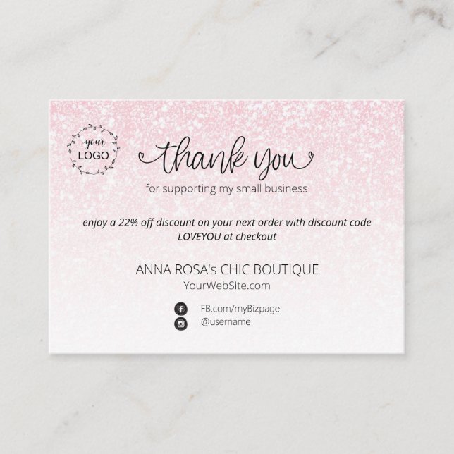 *~* Logotyp QR Ombre Glitter Tack Branding Tilläggskort (Framsida)