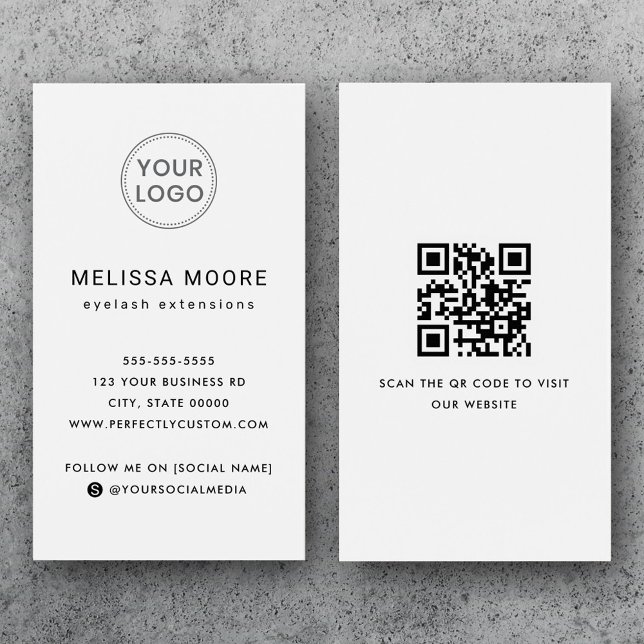 Logotyp QR-professionell, vitt affärskort Visitkort (Logo QR code professional white business card)