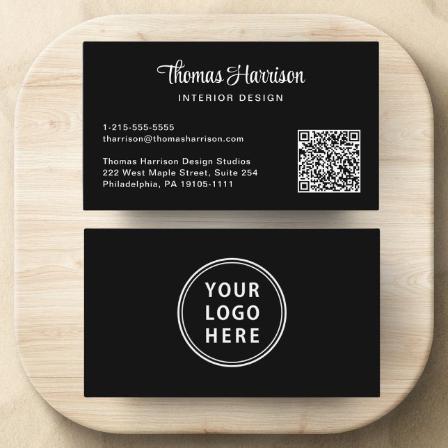 Logotyp QR Snyggt  Script Professionell Black Visitkort (Capture attention, make connections, and leave a lasting impression with our modern QR business card)