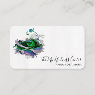 *~* Logotyp QR Teal Ro Blommigt Flower Visitkort