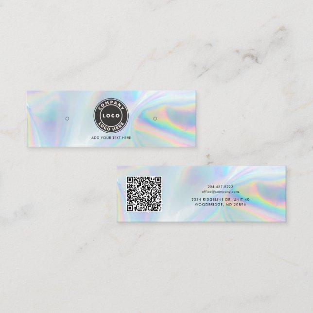 Logotyp QR-Visning för HoloGraph Stud Earring-kodn Mini Visitkort (Fram/baksida)