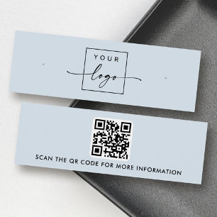 Logotyp QR-visning med ljusblå magblå öronkort Litet Visitkort