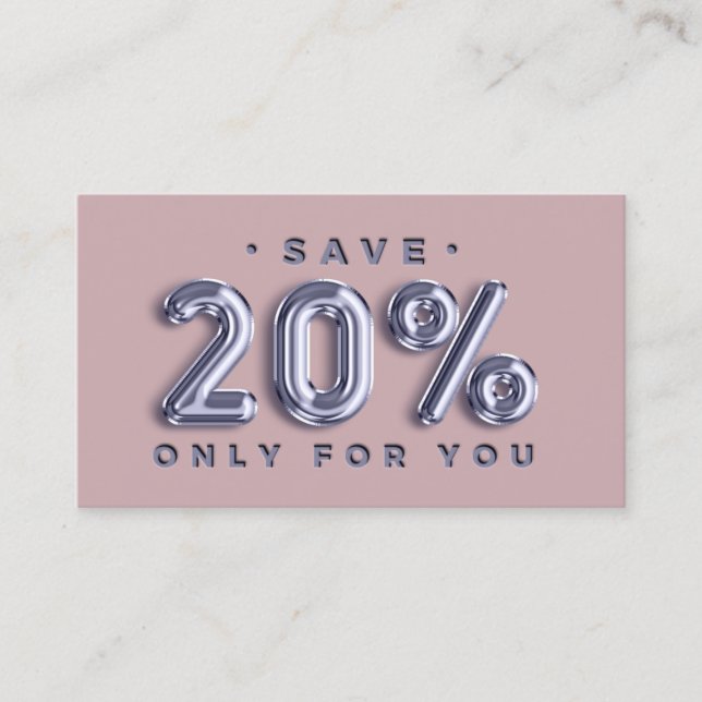 Logotyp QRCODE 20%AV rabatt Infoga blå Ro Visitkort (Framsida)