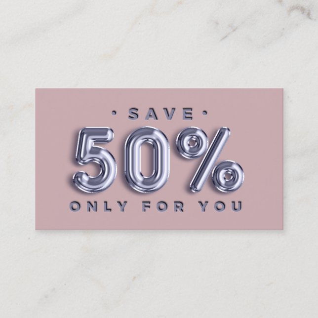 Logotyp QRCODE 50%AV rabatt Infoga blå Ro Visitkort (Framsida)