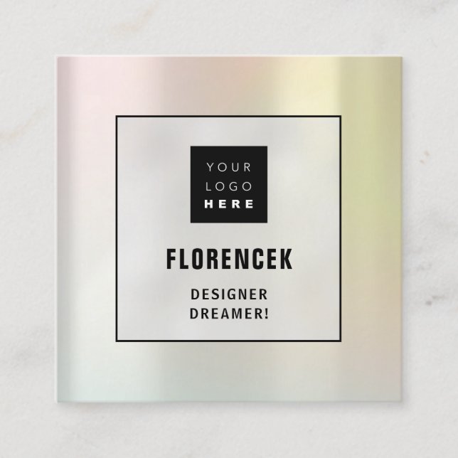 Logotyp QRCODE Shop Holograph Makeup-minimalism Fyrkantigt Visitkort (Framsida)