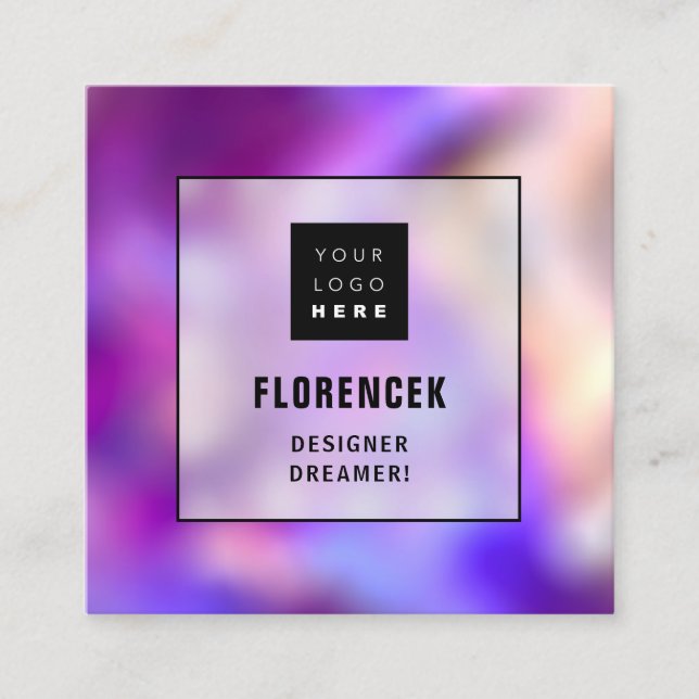 Logotyp QRCODE Shop Professionell Lila Violet Fyrkantigt Visitkort (Framsida)