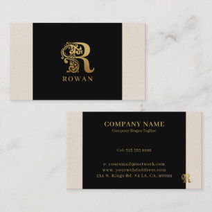 Logotyp R i guld om svart Affärskort Visitkort