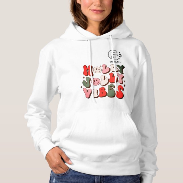 Logotyp Retro jul Holly Jolly Vibes Helgdagar T Shirt (Framsida)