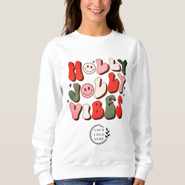 Logotyp Retro jul Holly Jolly Vibes Helgdagar T Shirt (Framsida)