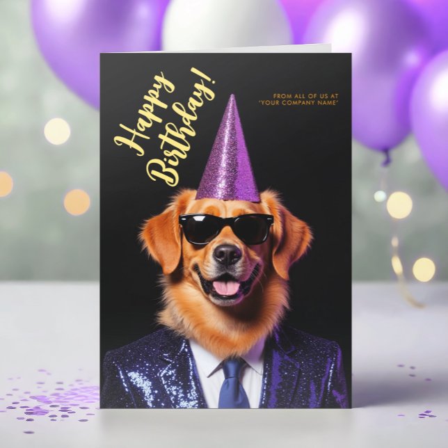 Logotyp Roligt Funny Golden Retriever Party Birthd Kort (Skapare uppladdad)