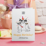 Logotyp Roligt Funny Party Animals Cute Grattis på Kort<br><div class="desc">Släpp loss firande med anpassadet "Corporate Critter Birthday Card"! Gå med tass-ty där en festlig hund gör en party-hatt, medan en katt och en papegoja går med i glädjen. Vad gör det ännu bättre? Kortet flödar en logotyp för anpassade - byt bara ut den mot ditt företags emblem. Den här...</div>
