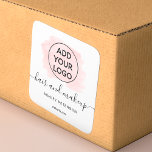 Logotyp rosa borststroke typografi hårkonfektion fyrkantigt klistermärke<br><div class="desc">Logotyp svartvit rosa,  vattenfärgad borstlinje enkel typografi hårkonfektion</div>