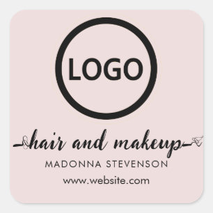 Logotyp - Rosa - enkel typografi - Hair Makeup Fyrkantigt Klistermärke