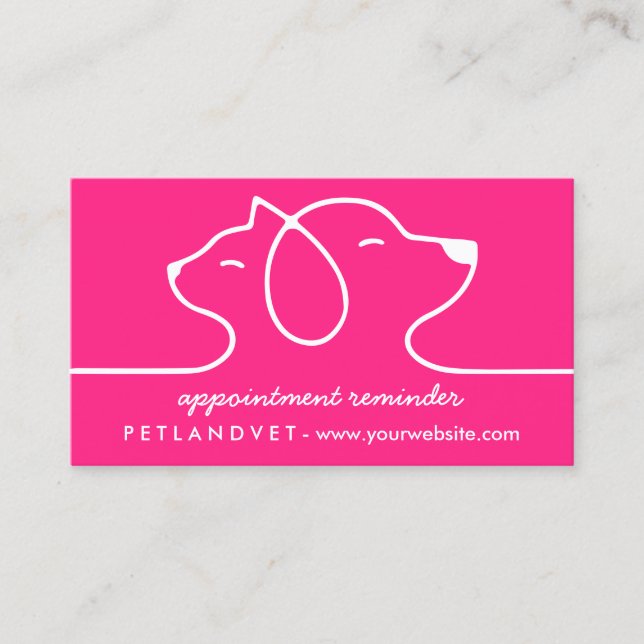 Logotyp Rosa Linje Katt Hund Husdjur Avtal Visitkort (Framsida)