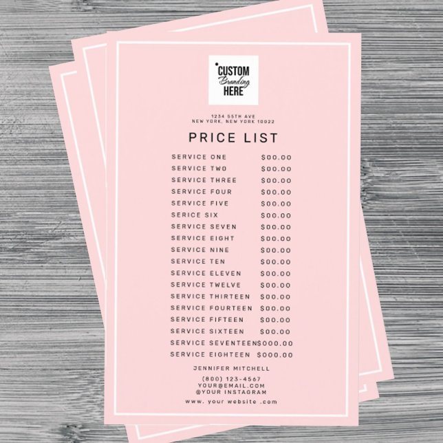 Logotyp Service Prislista Meny Rosa (logo pink beauty price flyer)
