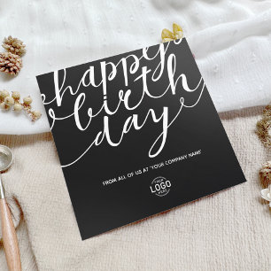 Logotyp Simple Black White Script Corporate Birthd Kort