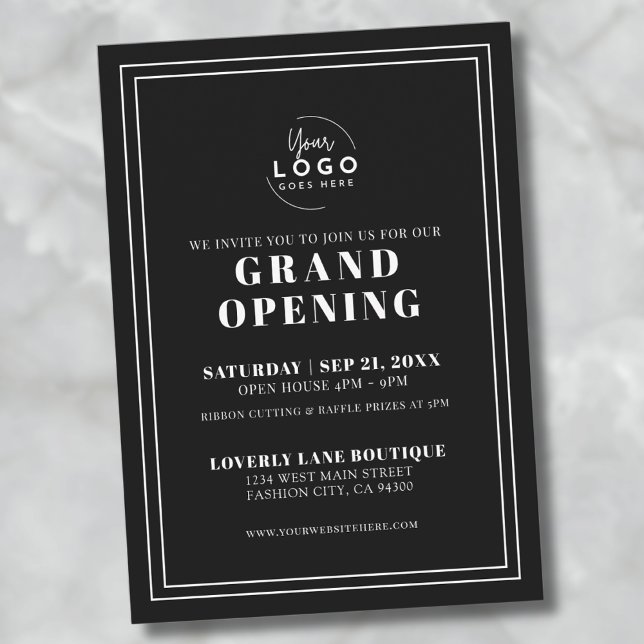 Logotyp Simple Business Grand Open Party Inbjudningar (Logo Simple Business Grand Opening Party Invitation)