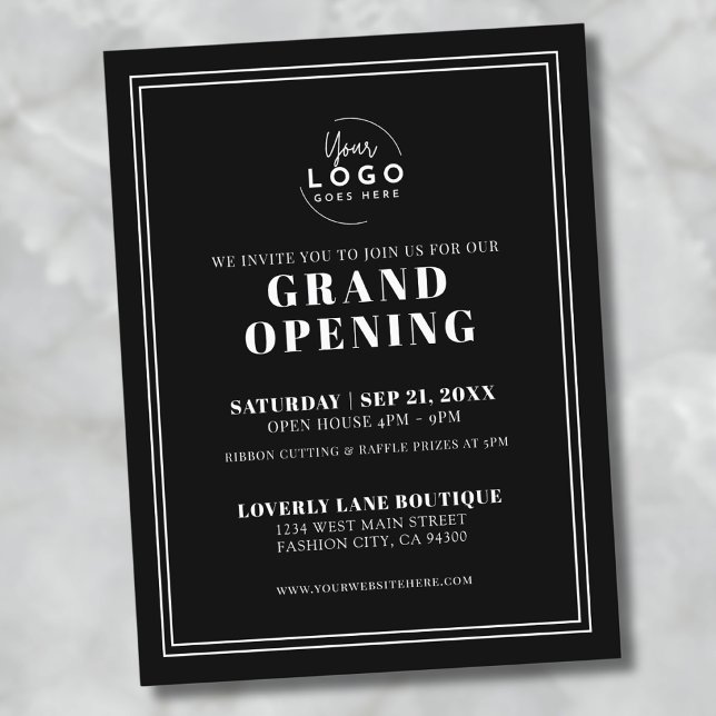 Logotyp Simple Business Grand Open Vykort (Logo Simple Business Grand Opening Postcard)