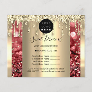 Logotyp Skönhet Smink Naglar Prislista Guld Glitte Flygblad