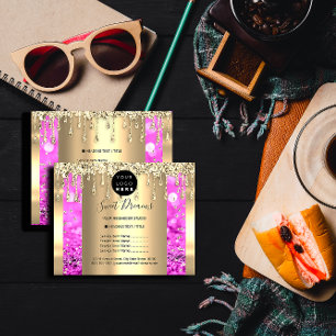 Logotyp Skönhet Smink Naglar Prislista Guld Rosa Flygblad