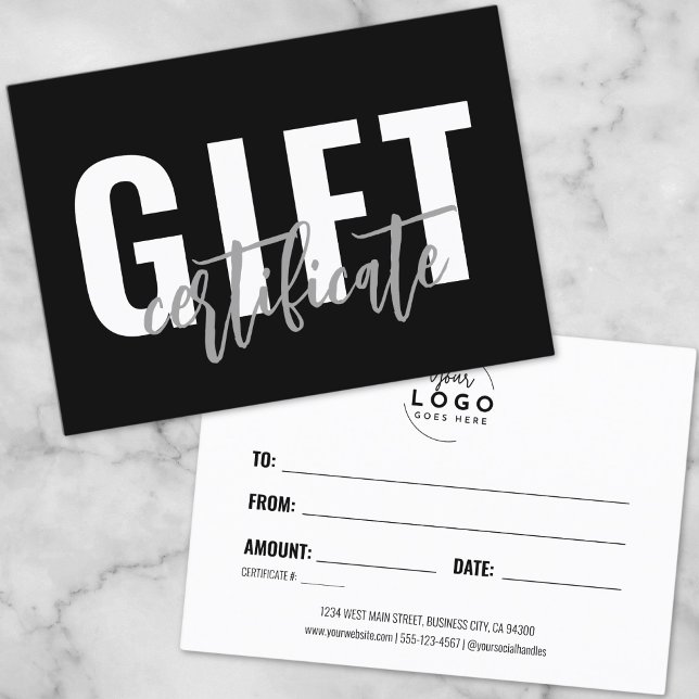 Logotyp Skript Affär Presentbevis Kupong Visitkort (Logo Script Business Gift Certificate Voucher)