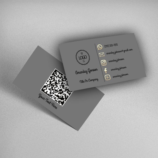 Logotyp Social Media Guld QR-kod Guld-grafit Du an Visitkort (Logo Social Media Gold QR Code Gold Graphite You Business Card)