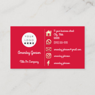 Logotyp Social Media Guld QR-kod Röda Guld Visitkort