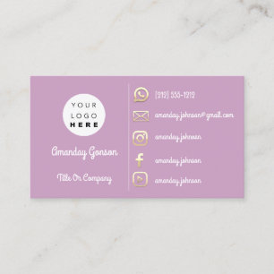 Logotyp Social Media Guld QR-koden Guld Lavender Visitkort