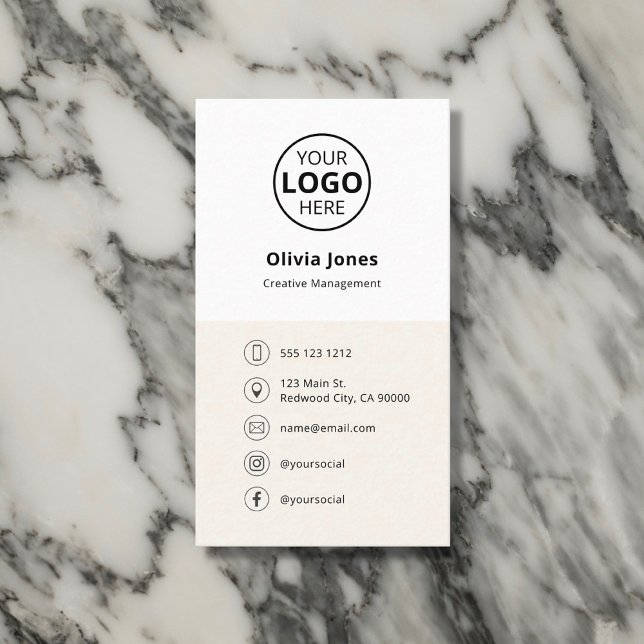 Logotyp Social Media Minimalist Beige Visitkort (Skapare uppladdad)