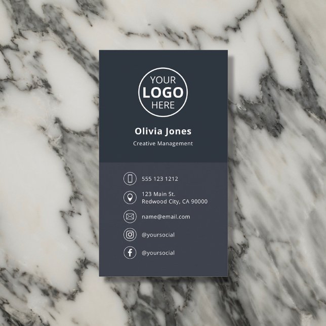 Logotyp Social Media Minimalist Grått Visitkort (Skapare uppladdad)