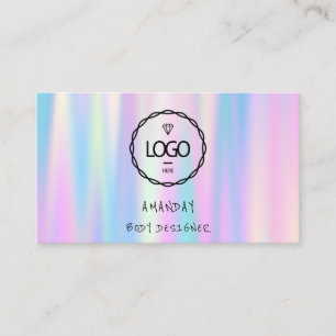 Logotyp Social Media QR-kod Guld Holograph Blue Visitkort