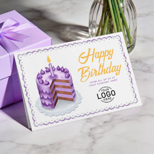 Logotyp Stor Lila Vintage Tårta Företag Födelsedag Kort