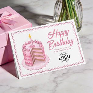 Logotyp Stor Vintage Rosa Tårta Företag Födelsedag Kort