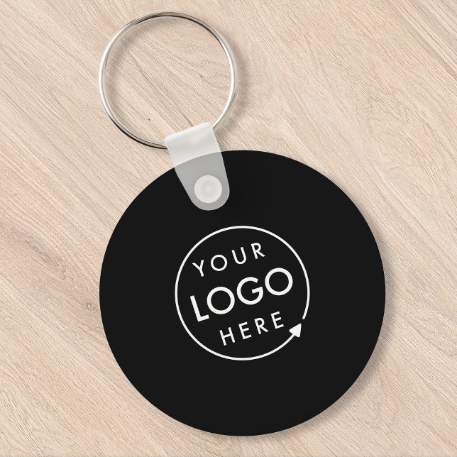 Logotyp svart | Affärsmodern minimal Nyckelring (Sleek black company branded keychains for small business office keys, gifting & promotional swag.)