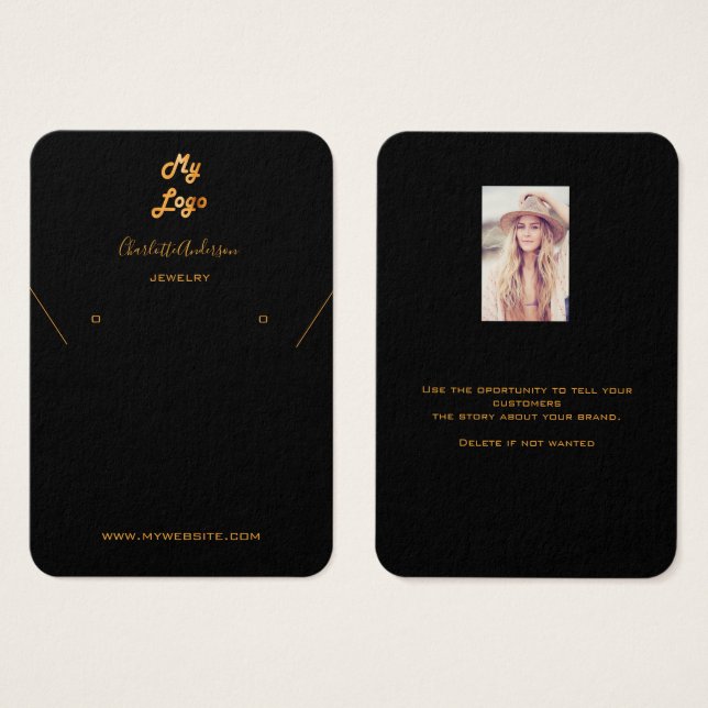 Logotyp Svart guld örrsjewelry-fotokort visning Visitkort (Framsida & baksida)