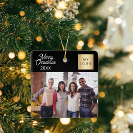 Logotyp, svart jul julgransprydnad keramik