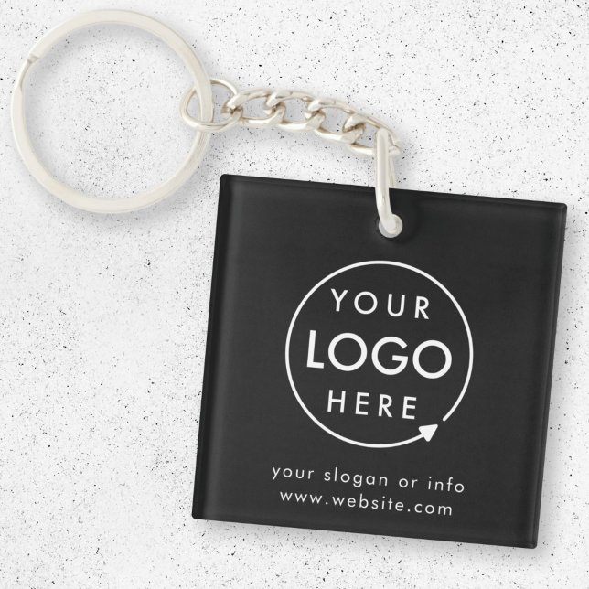 Logotyp svart | Minimalistisk affärsfrämjande verk (Sleek black company branded keychains for small business office keys, gifting & promotional swag.)