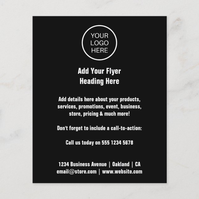 Logotyp | Svart, minimalistisk reklamflygare Flygblad (Framsidan)
