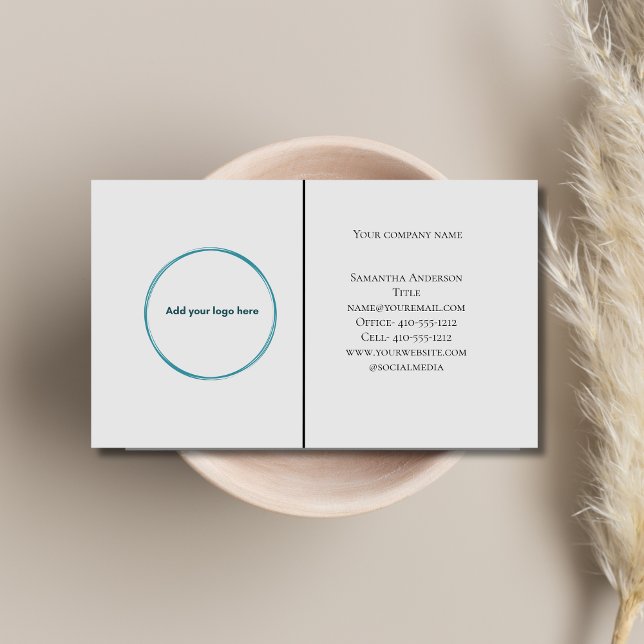 Logotyp Svart Vit Grå Minimalistisk Professionell (Logo Business Card Light Gray- Add your Logo on one side and other information on the other side.)