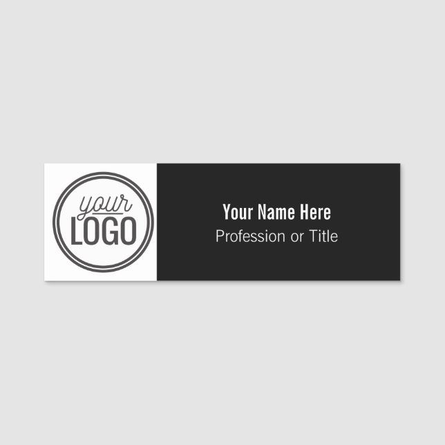 Logotyp Svart & Vitt Enkel Professionell Namn Namnbricka (Framsida)
