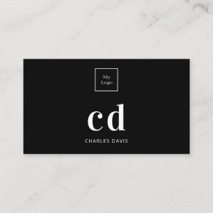 Logotyp svartvit monogram initialer minimalistisk visitkort