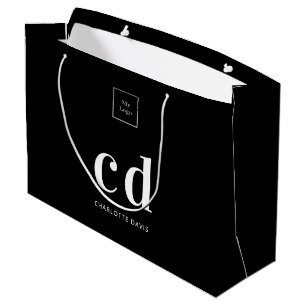 Logotyp svartvit monogram initialer shopping