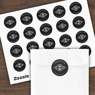 Logotyp/Tack Black Round Stickers Lakan Runt Klistermärke