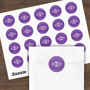 Logotyp/Tack-Lila-rund-Stickers Lakan Runt Klistermärke