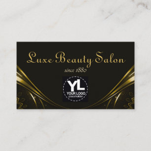Logotyp Template Chic Luxury Flourish Gult Guld Visitkort