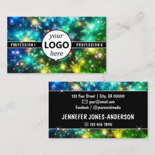 Logotyp Template Galaxy Stars Magic Energy Grönt Visitkort