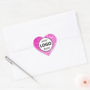 Logotyp Template Girly Rosa Glitter Gnistra Stars Hjärtformat Klistermärke