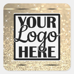 Logotyp Template Glamora Guld Glitter Gnistra Star Fyrkantigt Klistermärke