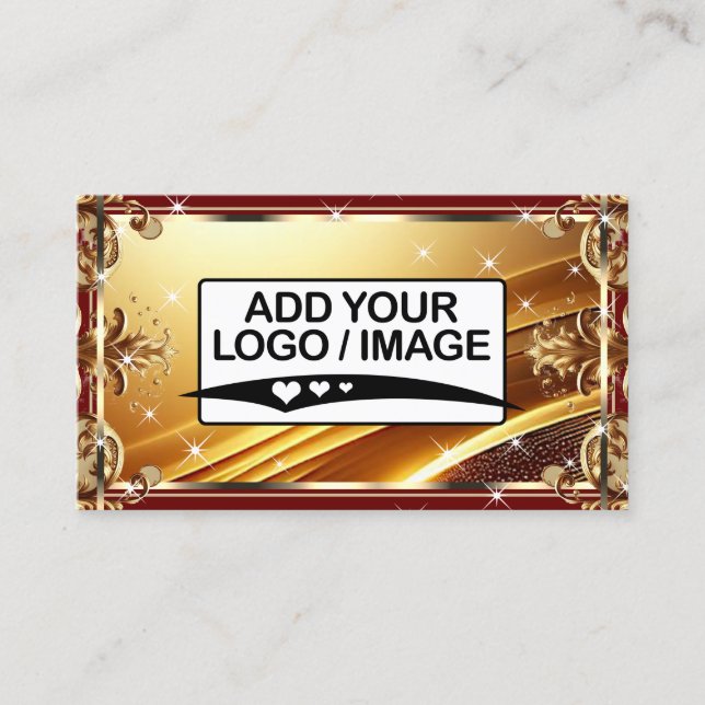 Logotyp Template Luxury Chic Black Guld Vin Red Visitkort (Framsida)
