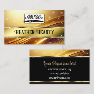 Logotyp Template Luxury Chic Deluxe Liquid Golden Visitkort
